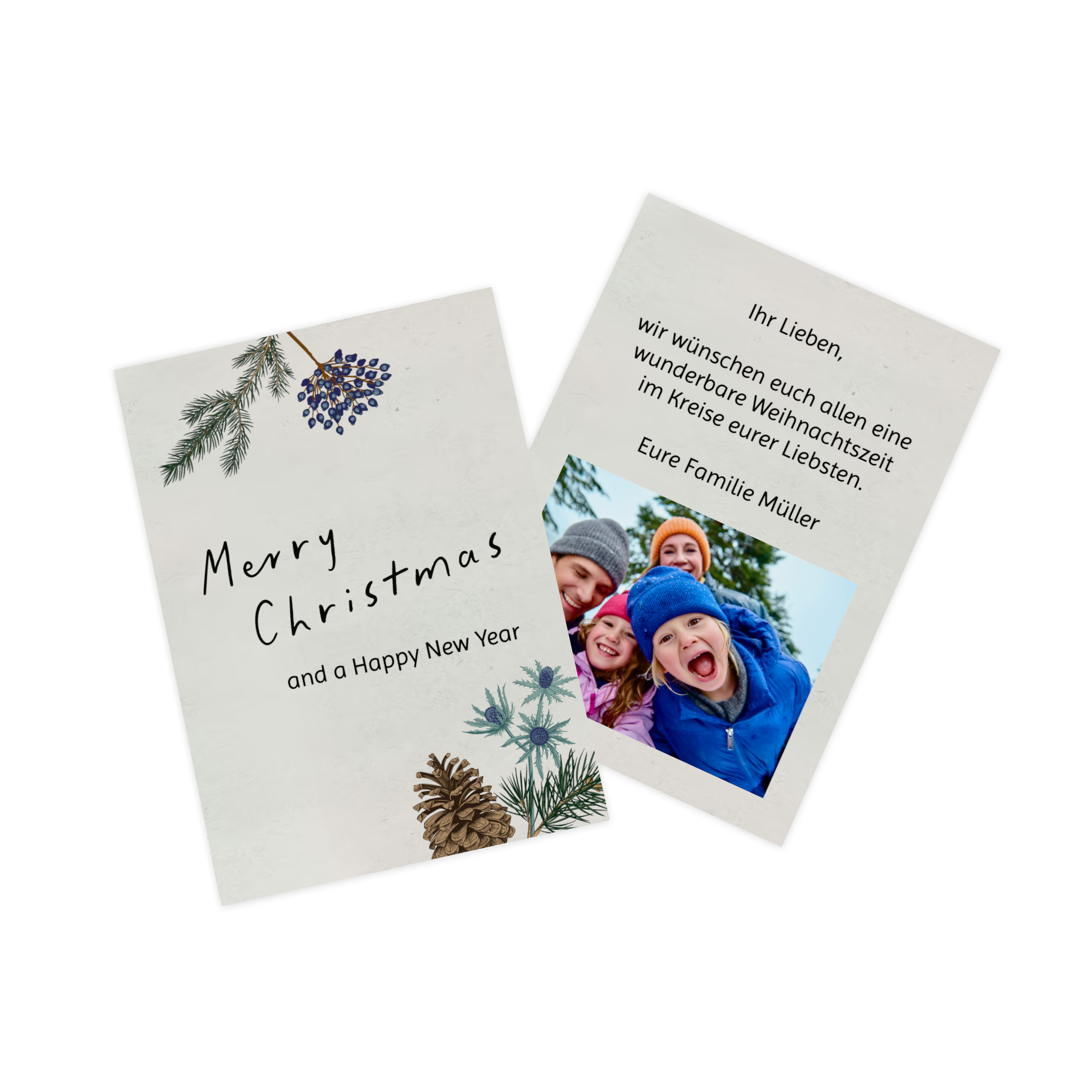 Fotokarte als Weihnachtskarte mit Familienfoto