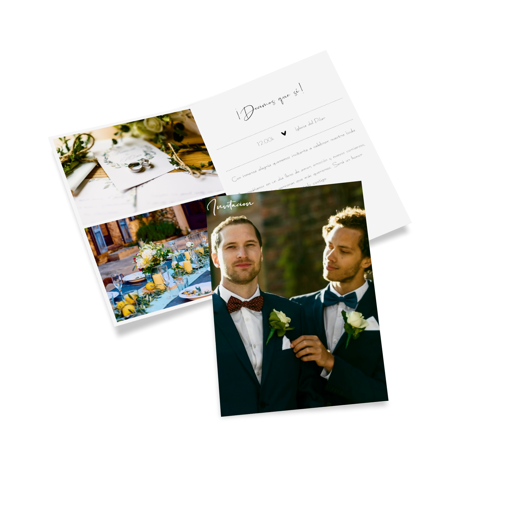 Invitación de boda personalizada con fotos y textos