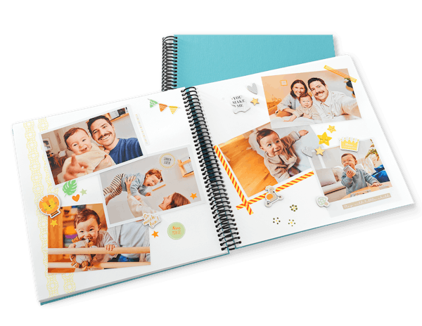 Scrapbook maken Pixum scrapboek met familie- en babyfoto's