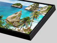 Crear lienzo con foto y marco de madera Lienzo con foto con la foto de un paisaje y un marco flotante negro de madera