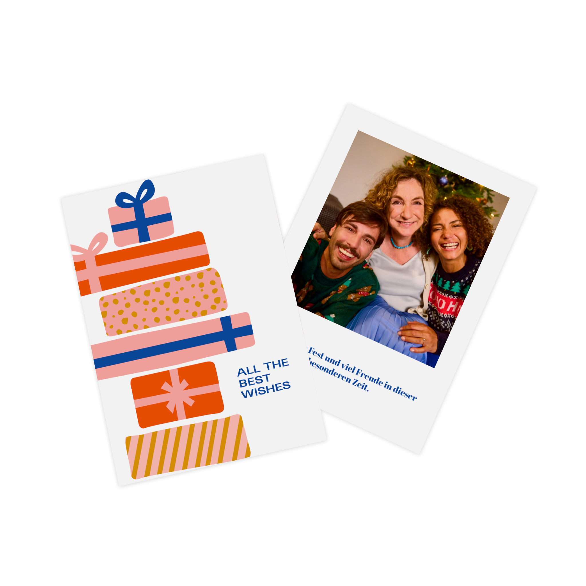 Carte de Noël personnalisée avec la photo d’amis.