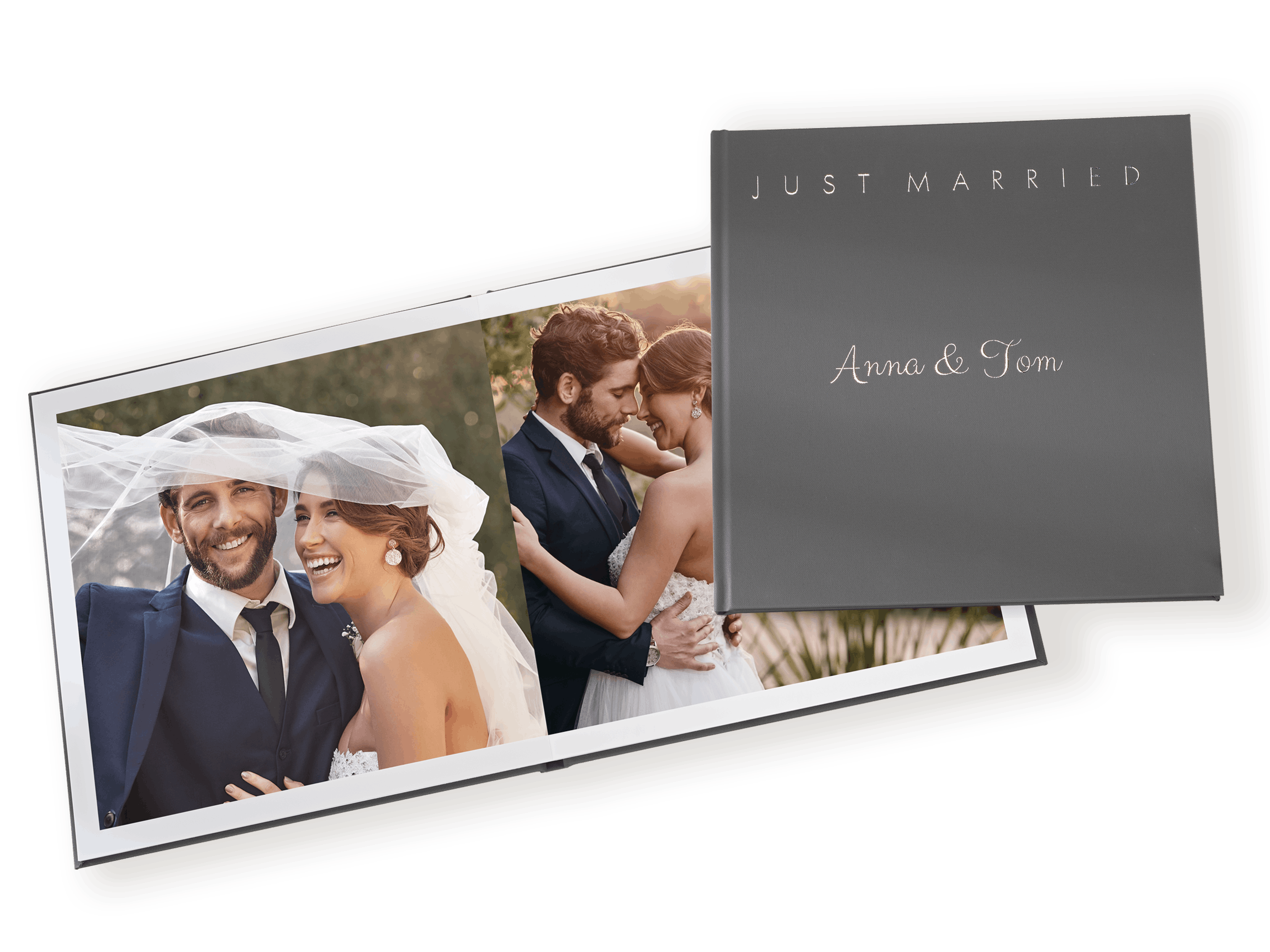 Fotolibro Pixum con copertina in tela e foto di un matrimonio