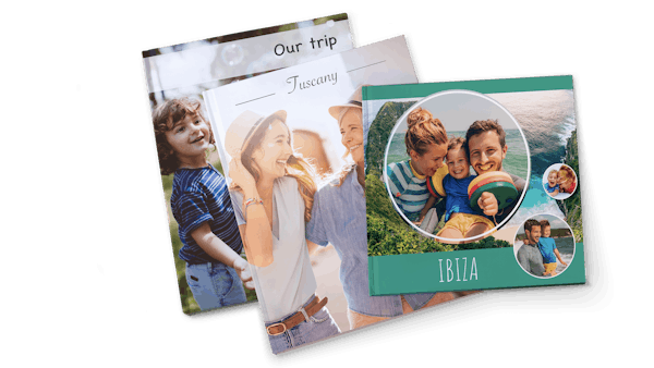 Fotoboek: ideeën en inspiratie Drie Pixum Fotoboeken in verschillende formaten met zomerse foto's op de cover