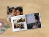 Fotolibro Pixum quadrato con foto di coppia su tavolo di legno