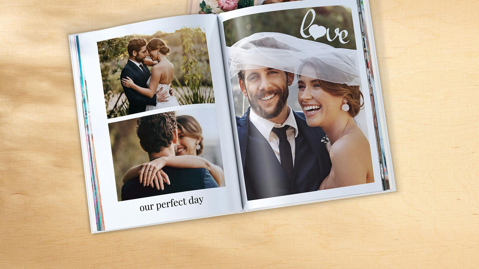 Hochzeitsfotobuch mit Hardcover und Klebebindung im Ambiente