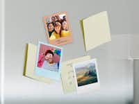 Retro-Fotomagnete im Ambiente Retro-Fotomagnete mit Bildern von Freunden im Ambiente