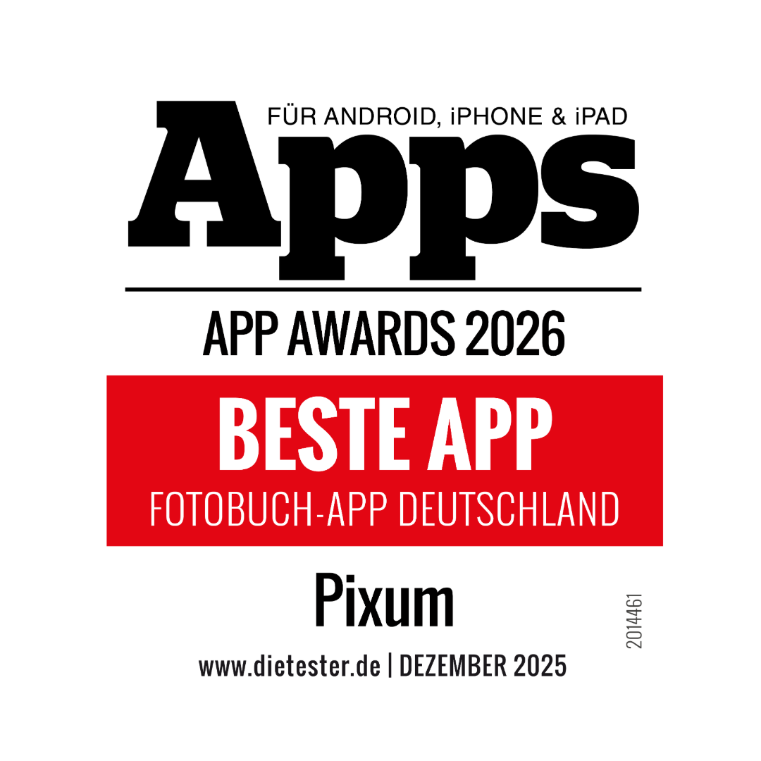 Logo van de App Awards 2026, waarbij Pixum de prijs voor de beste app voor fotoboeken van Duitsland kreeg.