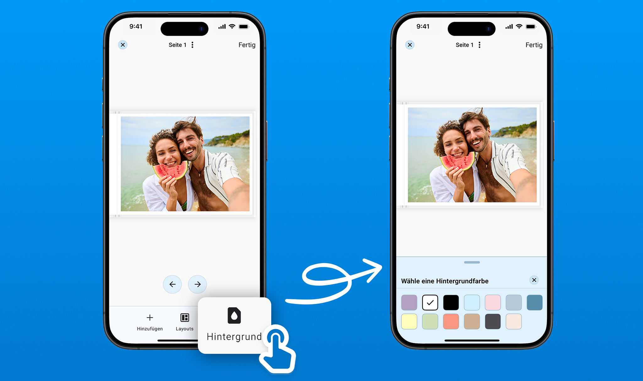 Ein Fotobuch wird in der Pixum App individuell angepasst.