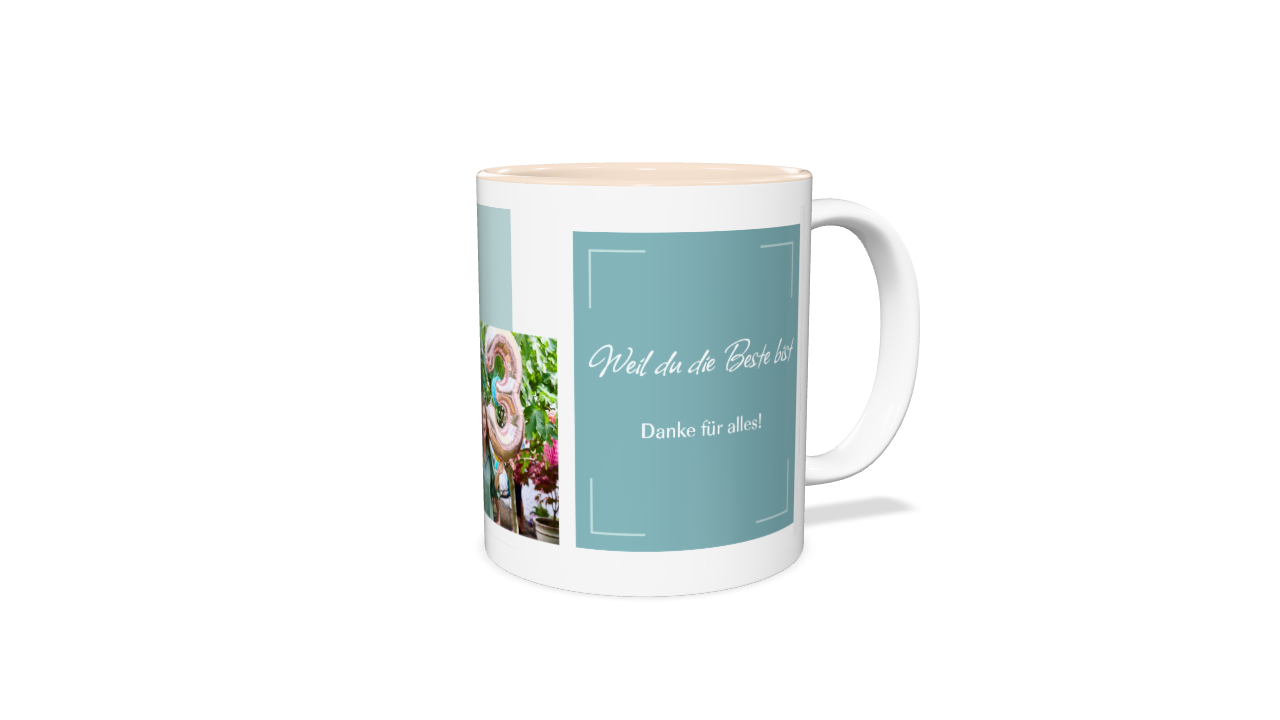 Fototasse mit Mintgrünem Design und individualisierbarem Text