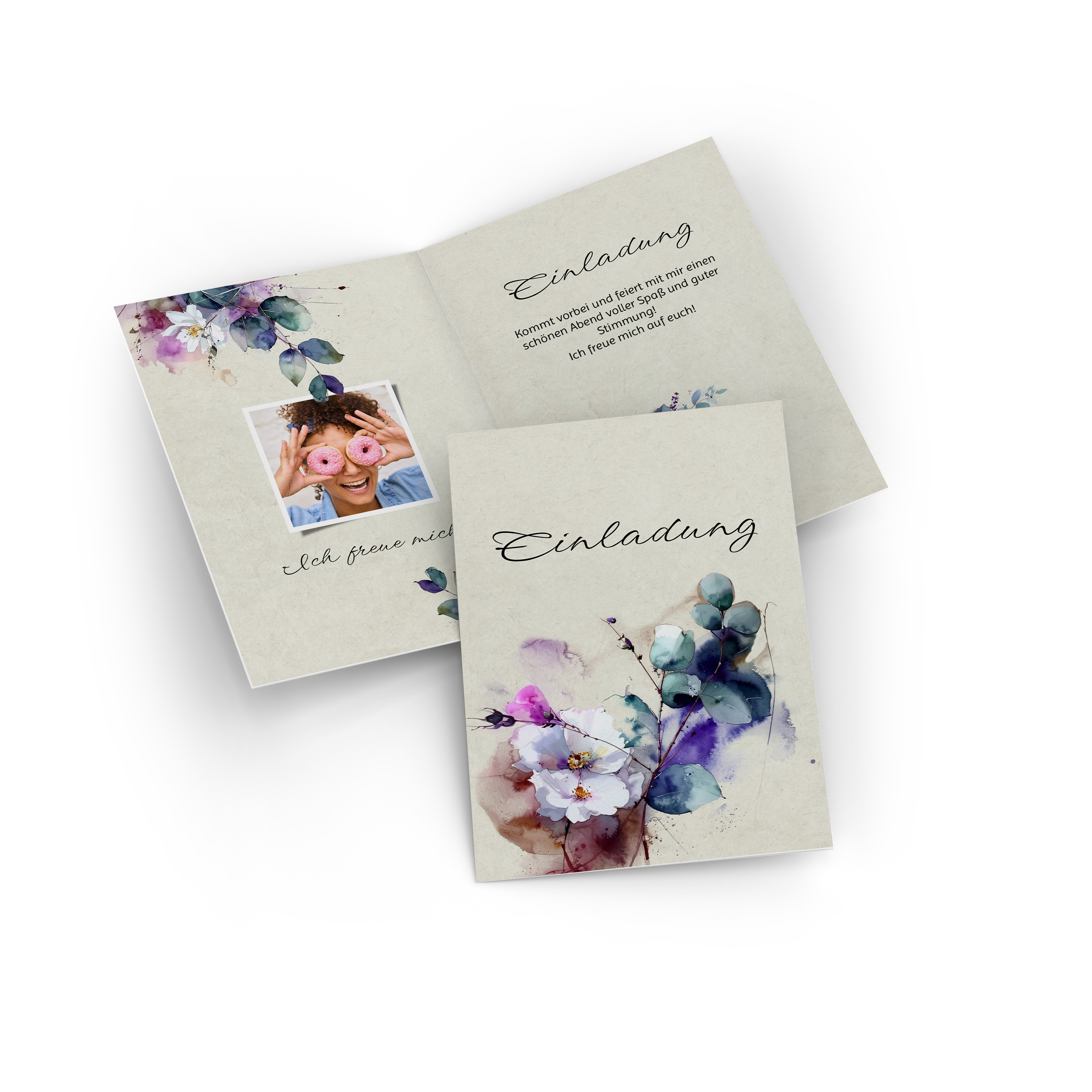  mit Blumenmuster als Geburtstagseinladung