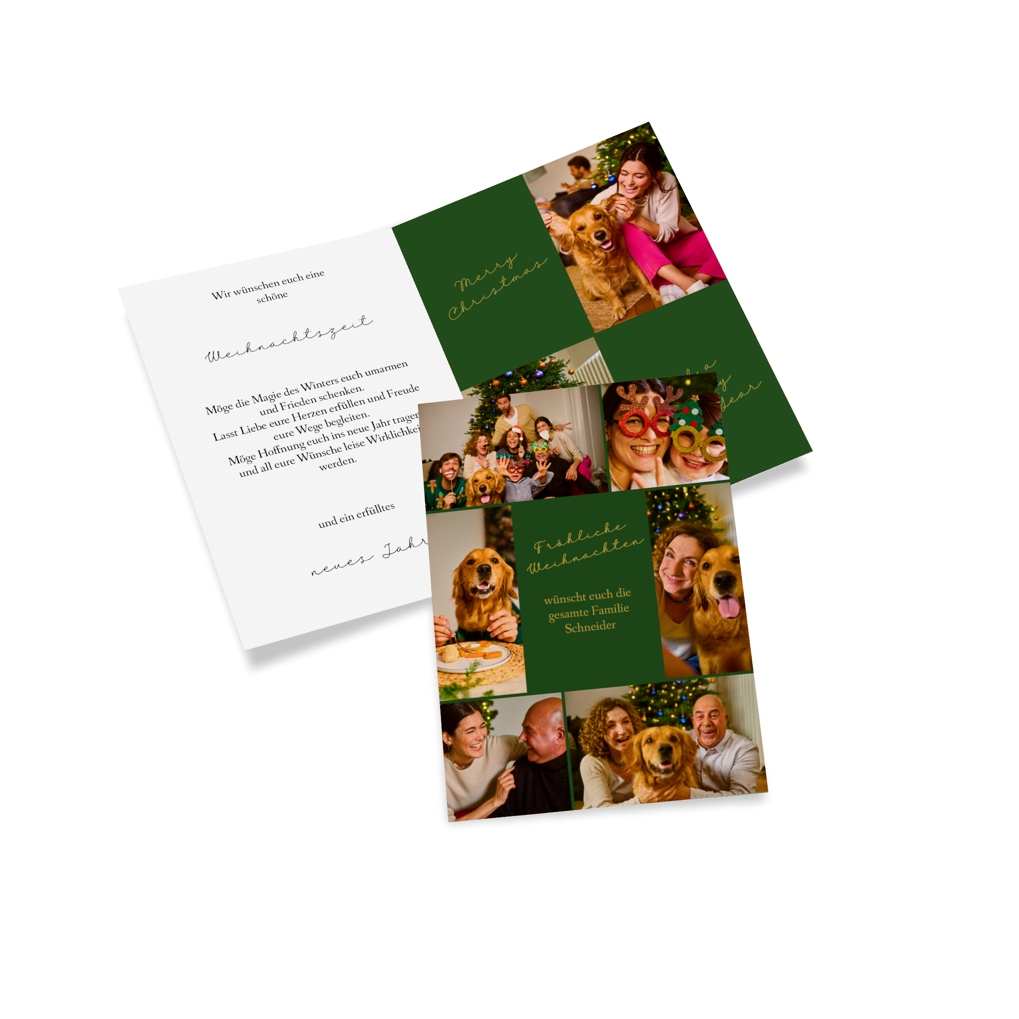 Klappkarte als Weihnachtskarte mit Familienfoto