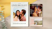Trouwkrant van het bruidspaar Trouwkrant met trouwfoto's van het bruidspaar.