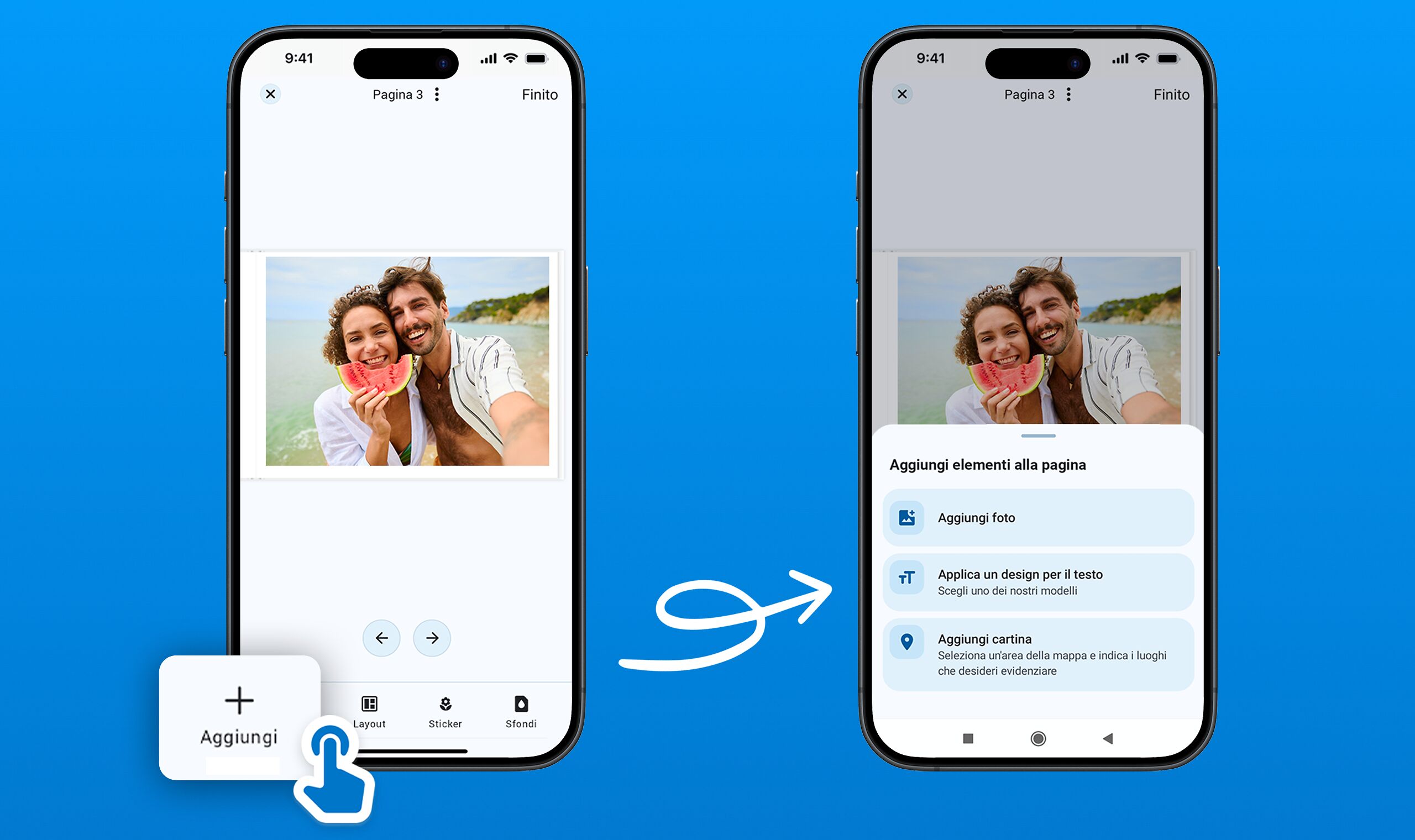 Due screenshot che mostrano aggiungere le funzioni nella app