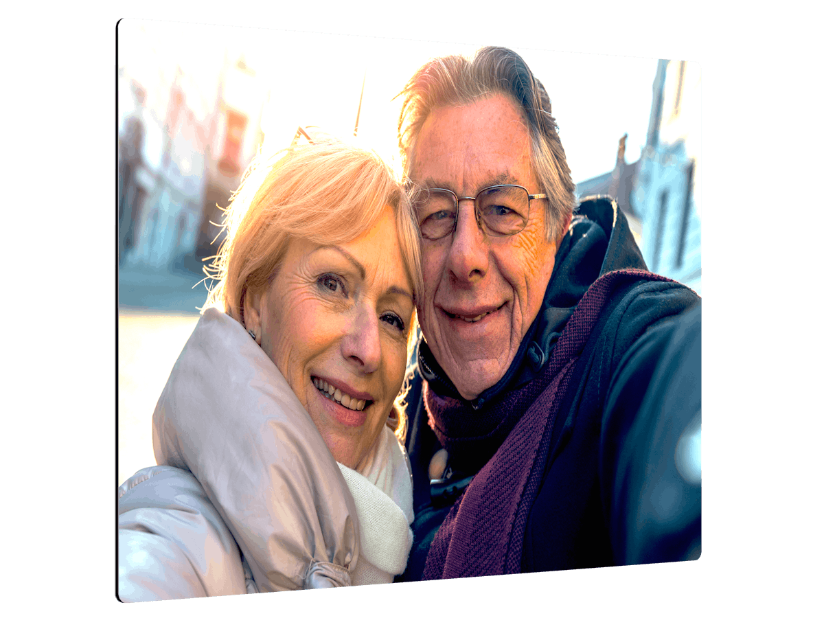 Animation d'une photo sur aluminium avec une photo d'un couple