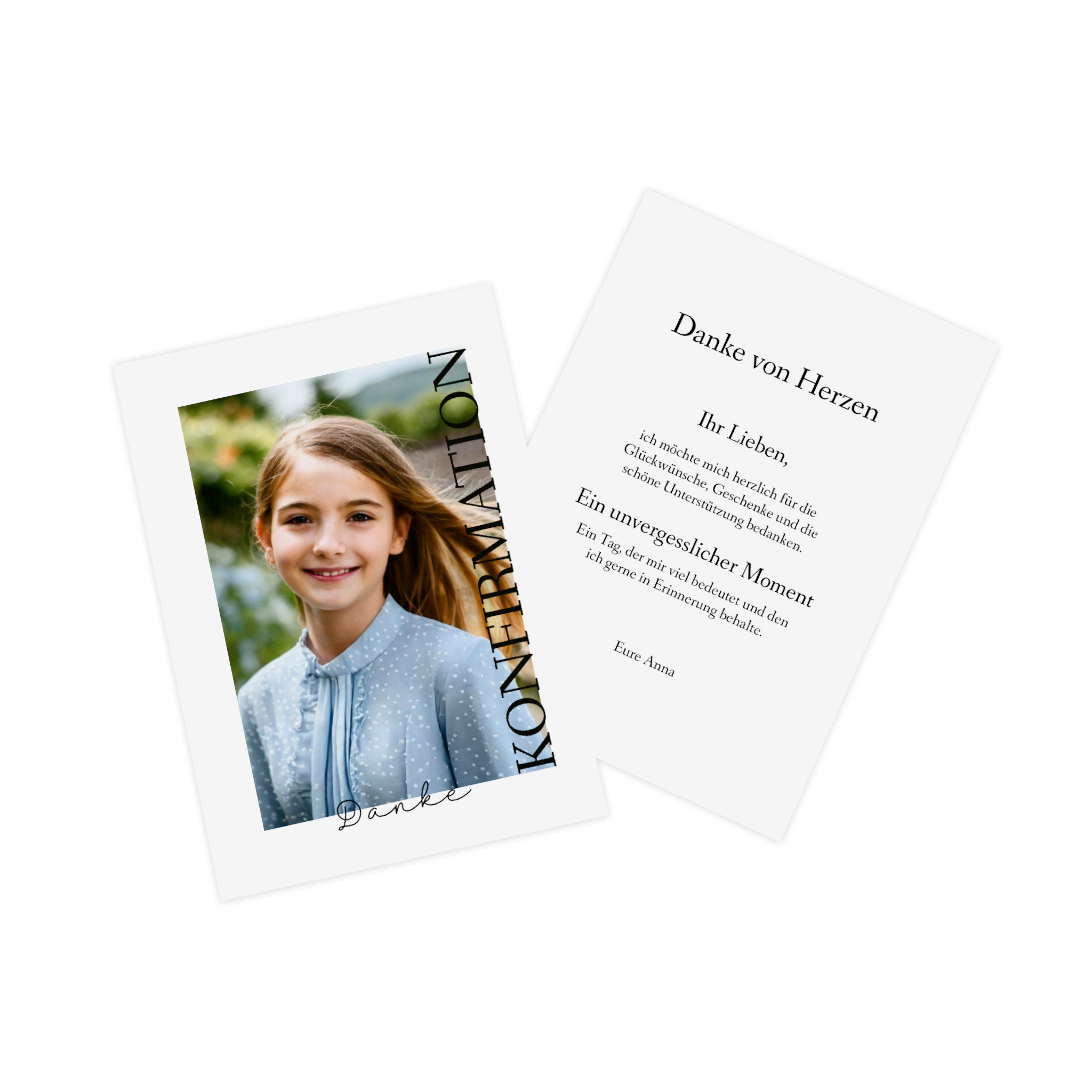 Fotokarte als Danksagung zur Konfirmation mit Foto des Konfirmationski