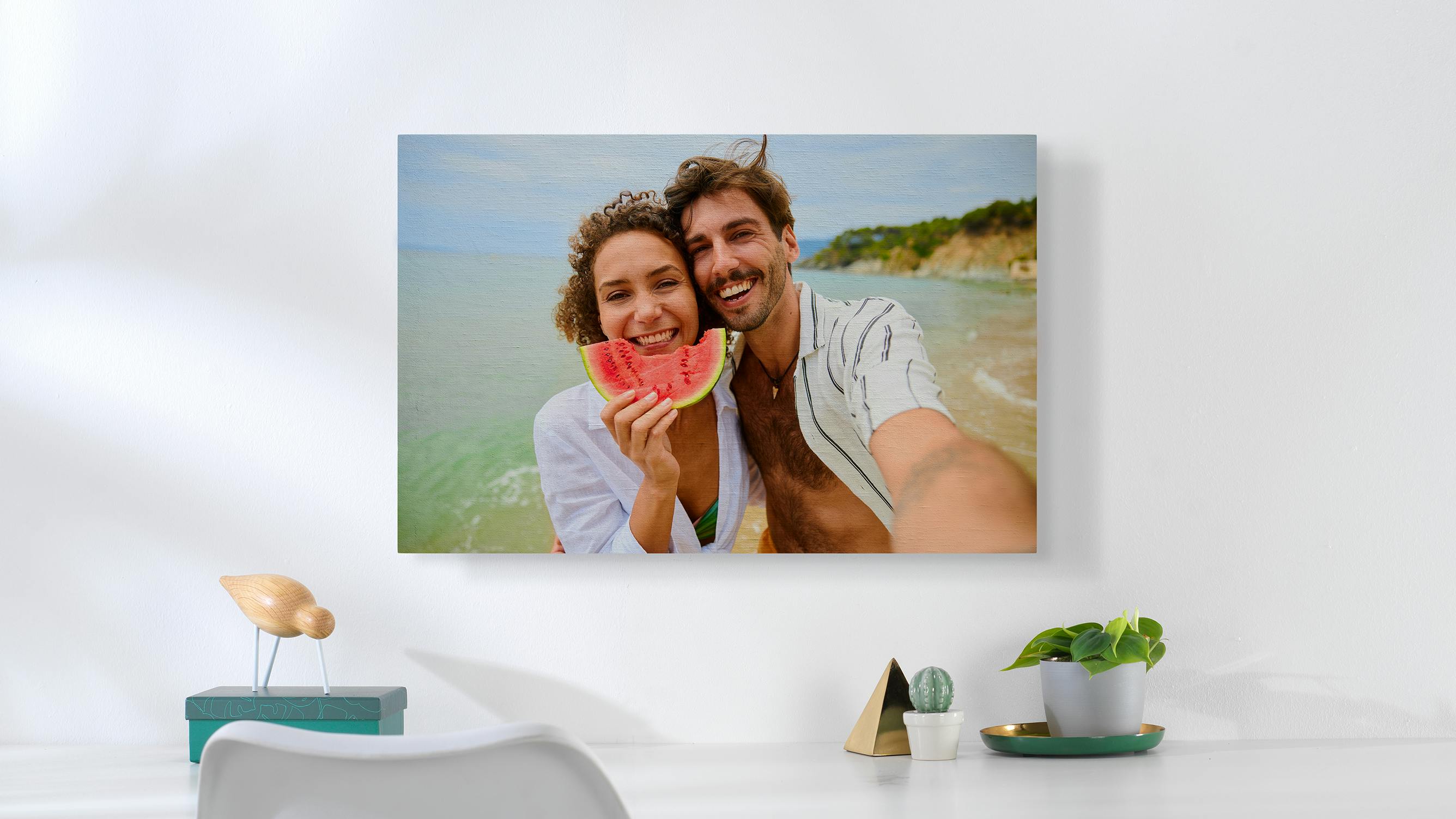 Tableau photo sur bois avec une photo de couple
