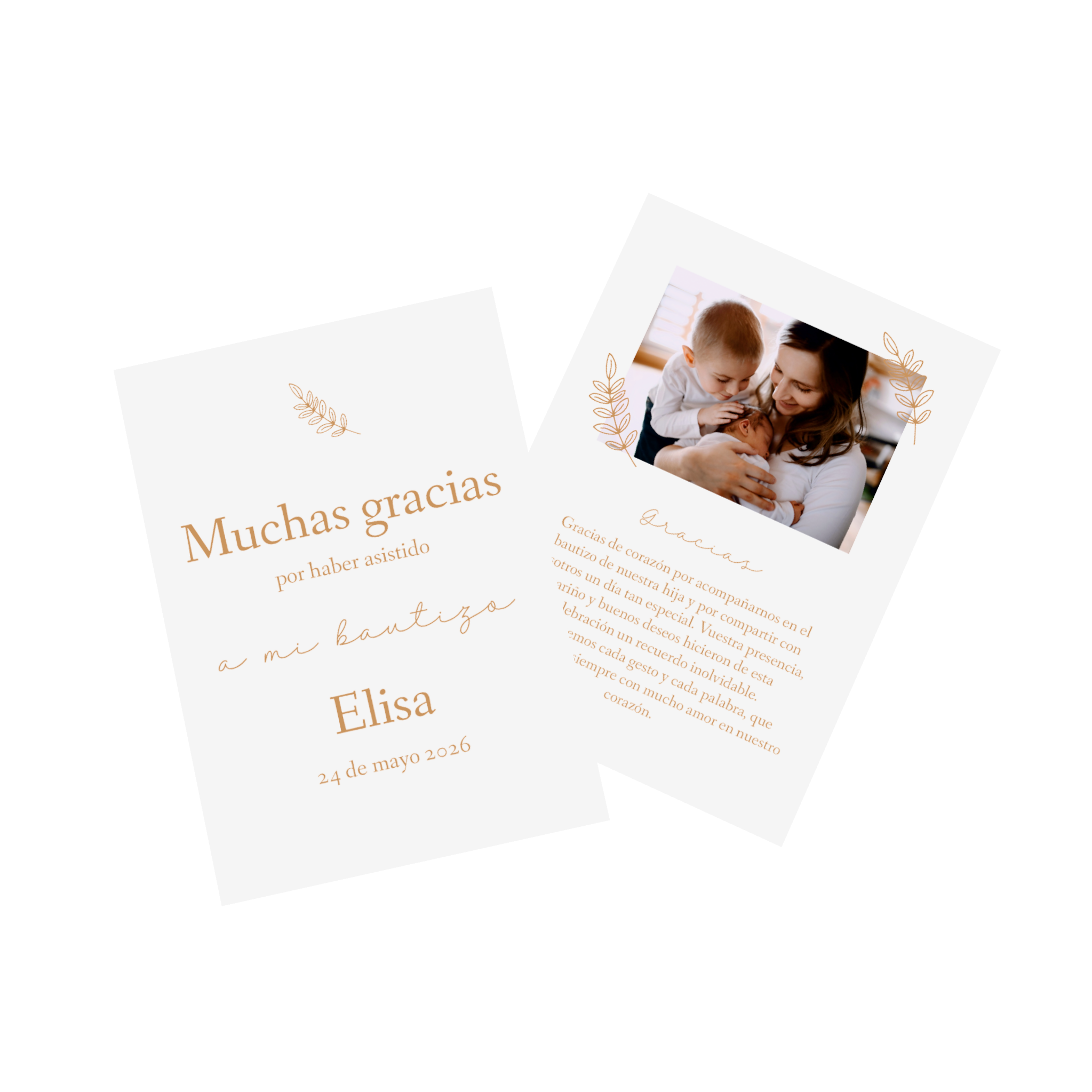 Diseñar una tarjeta de agradecimiento plegable personalizada como tarjeta de agradecimiento bautizo