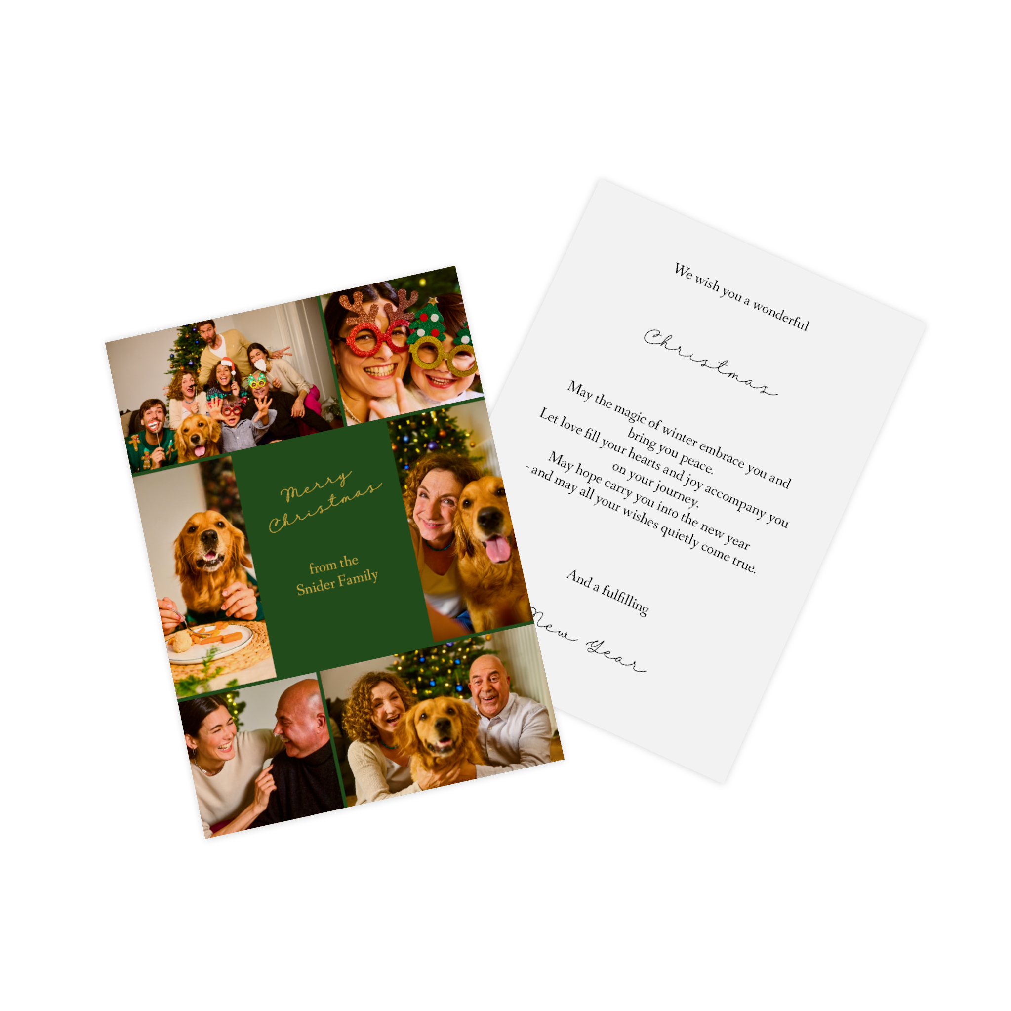 Carte de Noël personnalisée avec la photo d’un petit garçon dans la neige.