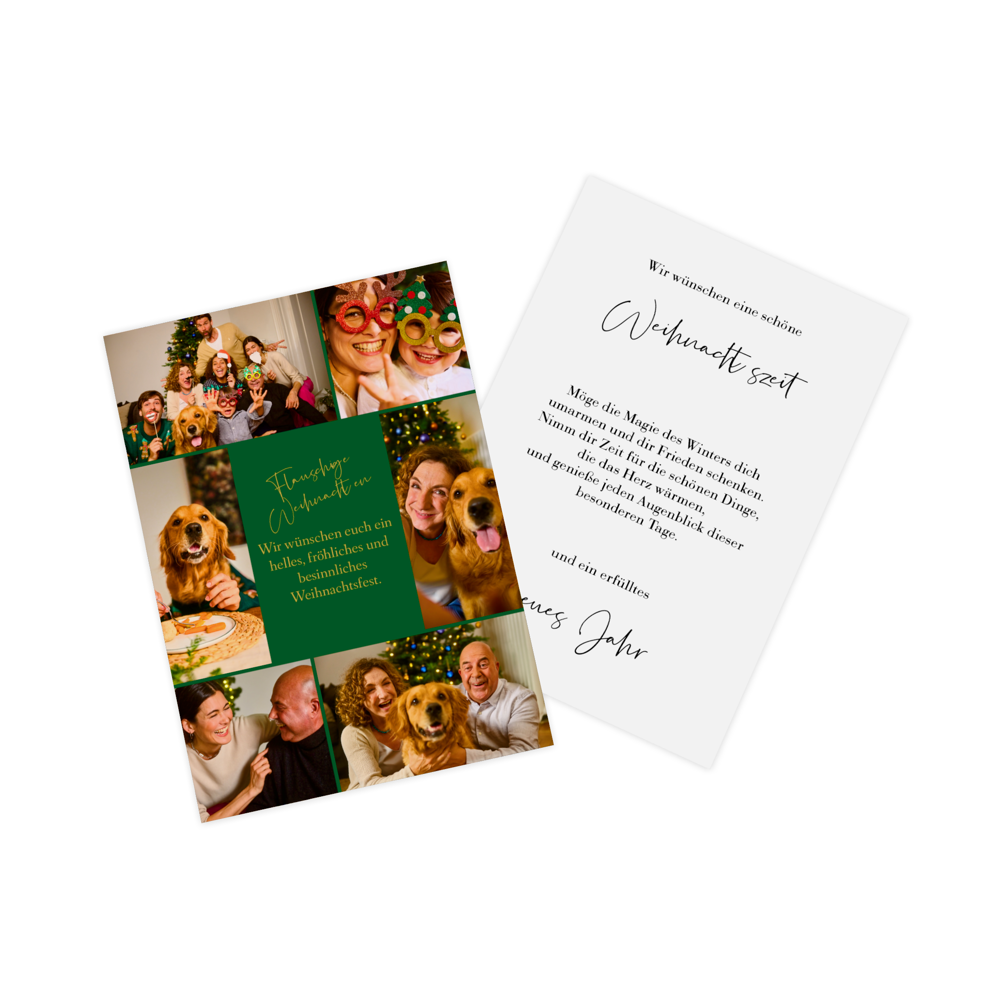 Printplanet® Individuelle Weihnachtskarte Mit Eigenem Foto Gestalten – Motiv „Merry Xmas“ In Grün