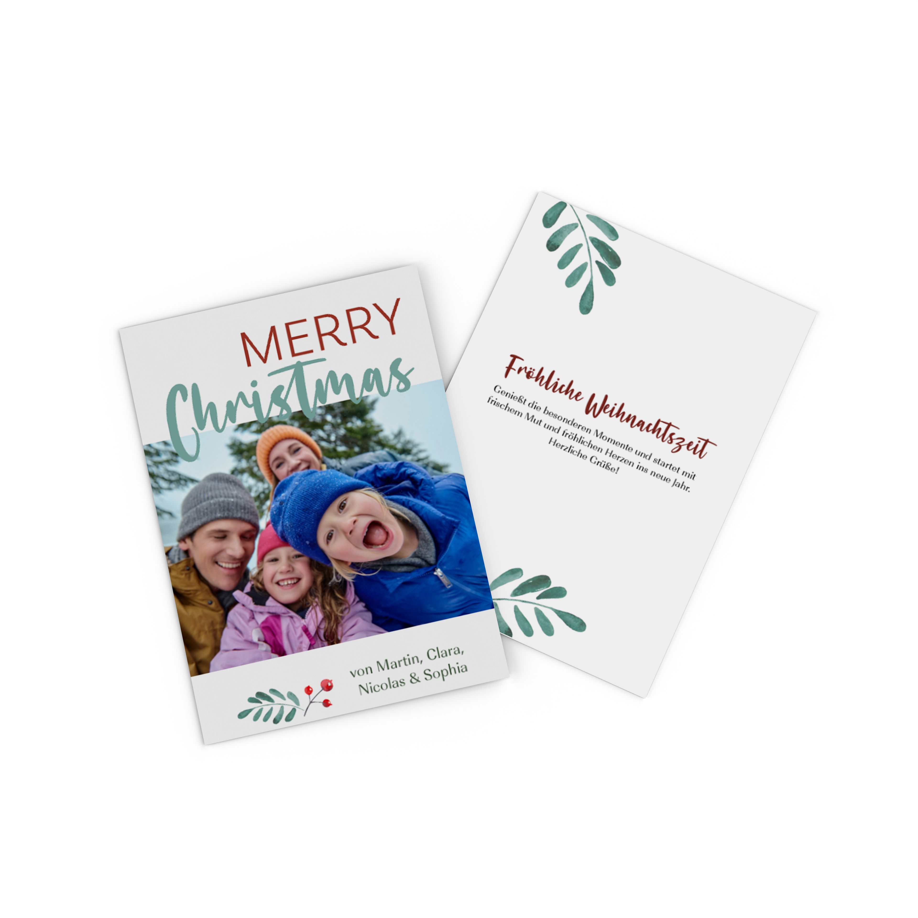 Fotokarte als Weihnachtskarte mit Familienfoto