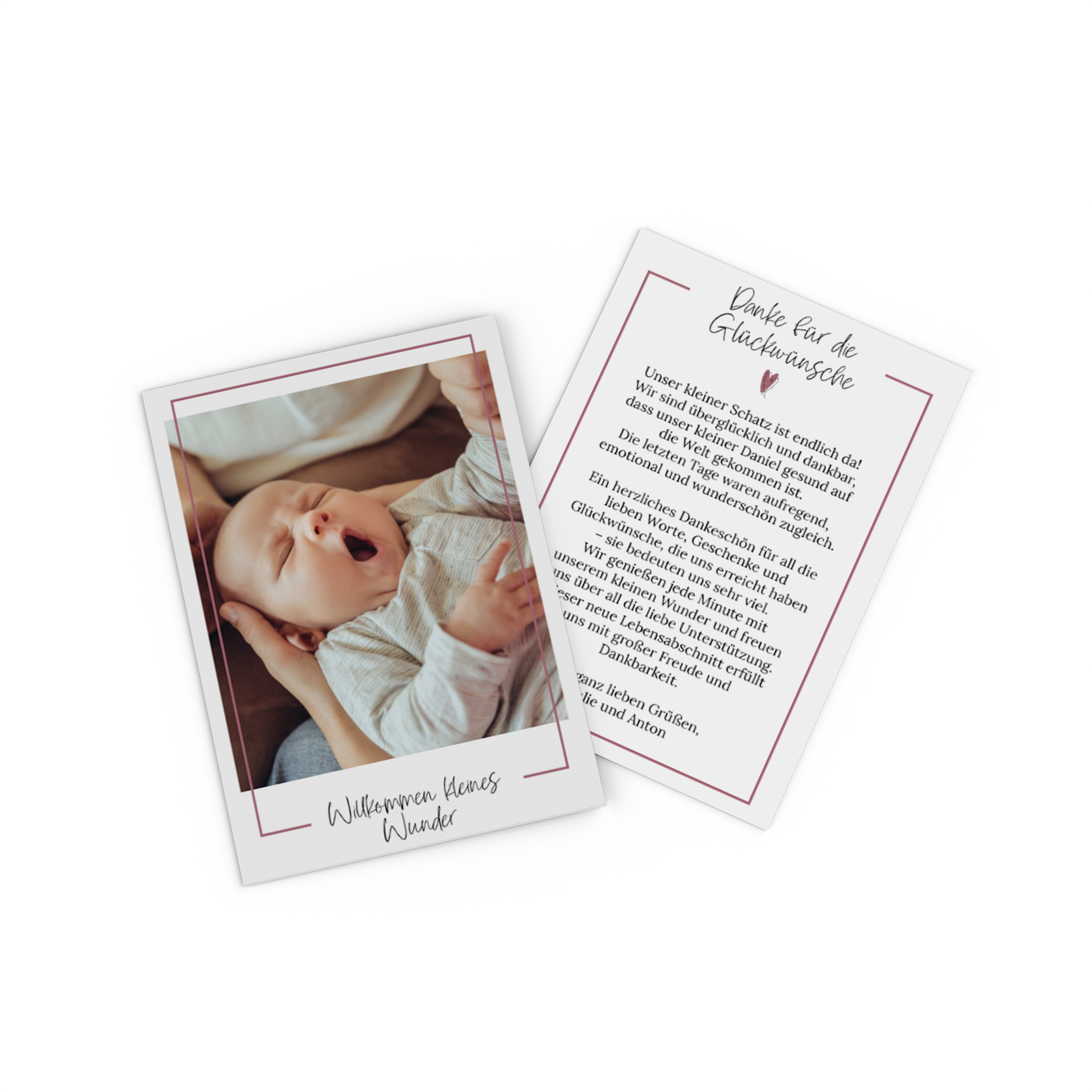 Babykaartje met babyfoto en tekst.