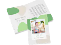 Diseñar una tarjeta plegable personalizada como tarjeta de agradecimiento Una tarjeta plegable de agradecimiento de bautizo personalizada con fotos y textos