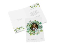 Diseña una tarjeta plegable como invitación de comunión Tarjeta plegable como invitación de comunión personalizada con la foto de un niño