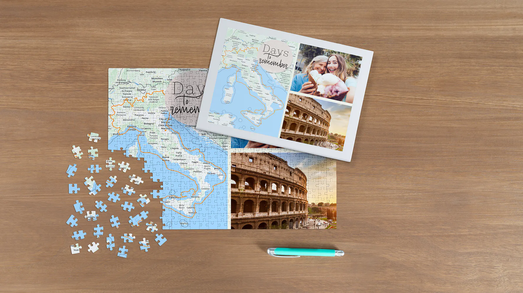 Puzzle personalizado con mapas y fotos de viaje