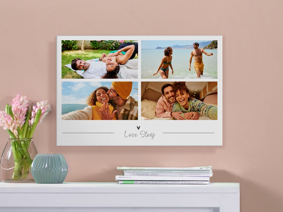 Foto-Leinwand mit Hochzeitsbildern in einer Collage