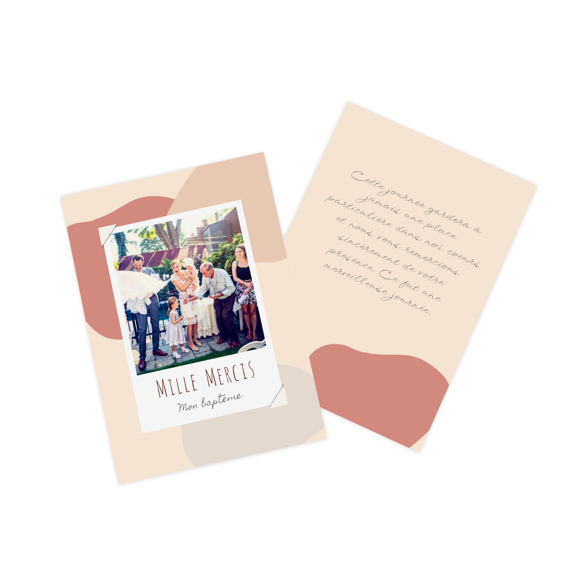 Carte de remerciement pour un baptême et le design Pink Bubbles.