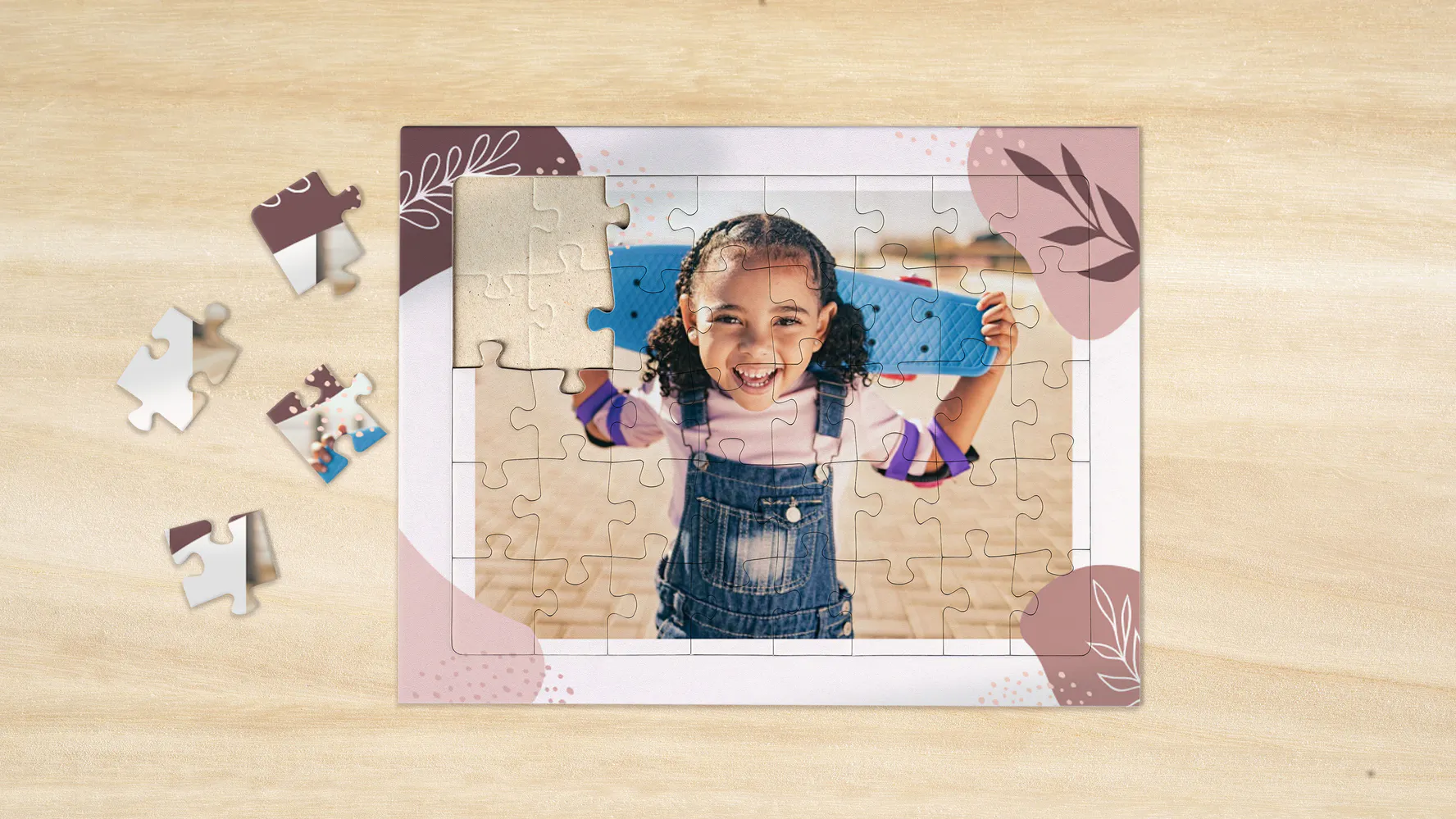 Childrens puzzle with a photo of a girl Childrens puzzle with a photo of a girl