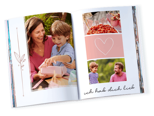 Endlich wieder Zeit für Fotomomente Pixum Fotobuch im Querformat mit Bildern von Mutter und Sohn