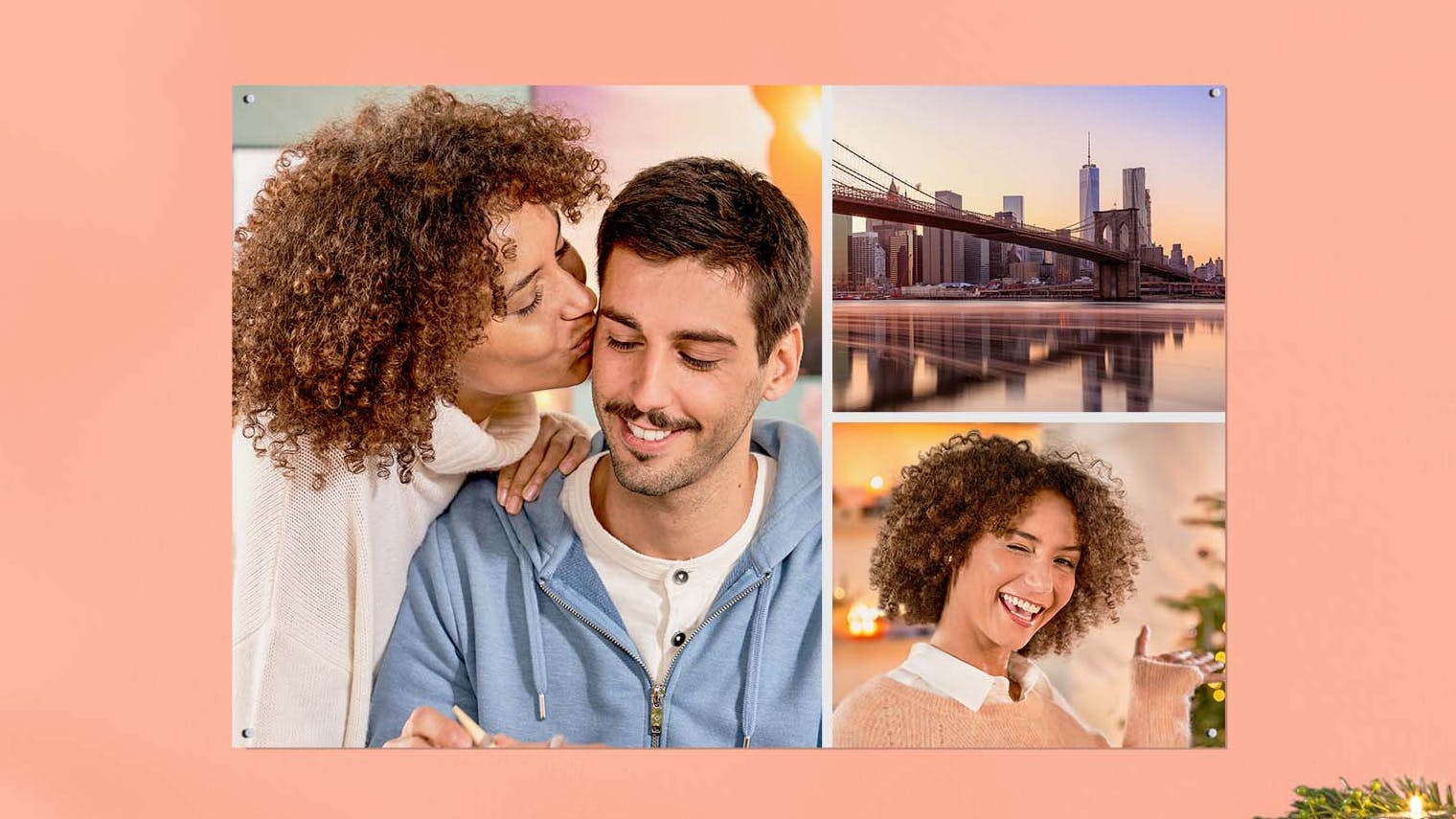 Cuadro con fotos collage en un póster personalizado con fotografía de una pareja