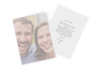 Bestelle Hochzeitseinladungen mit persönlicher Botschaft Fotokarte mit Pärchenfoto als Save the Date