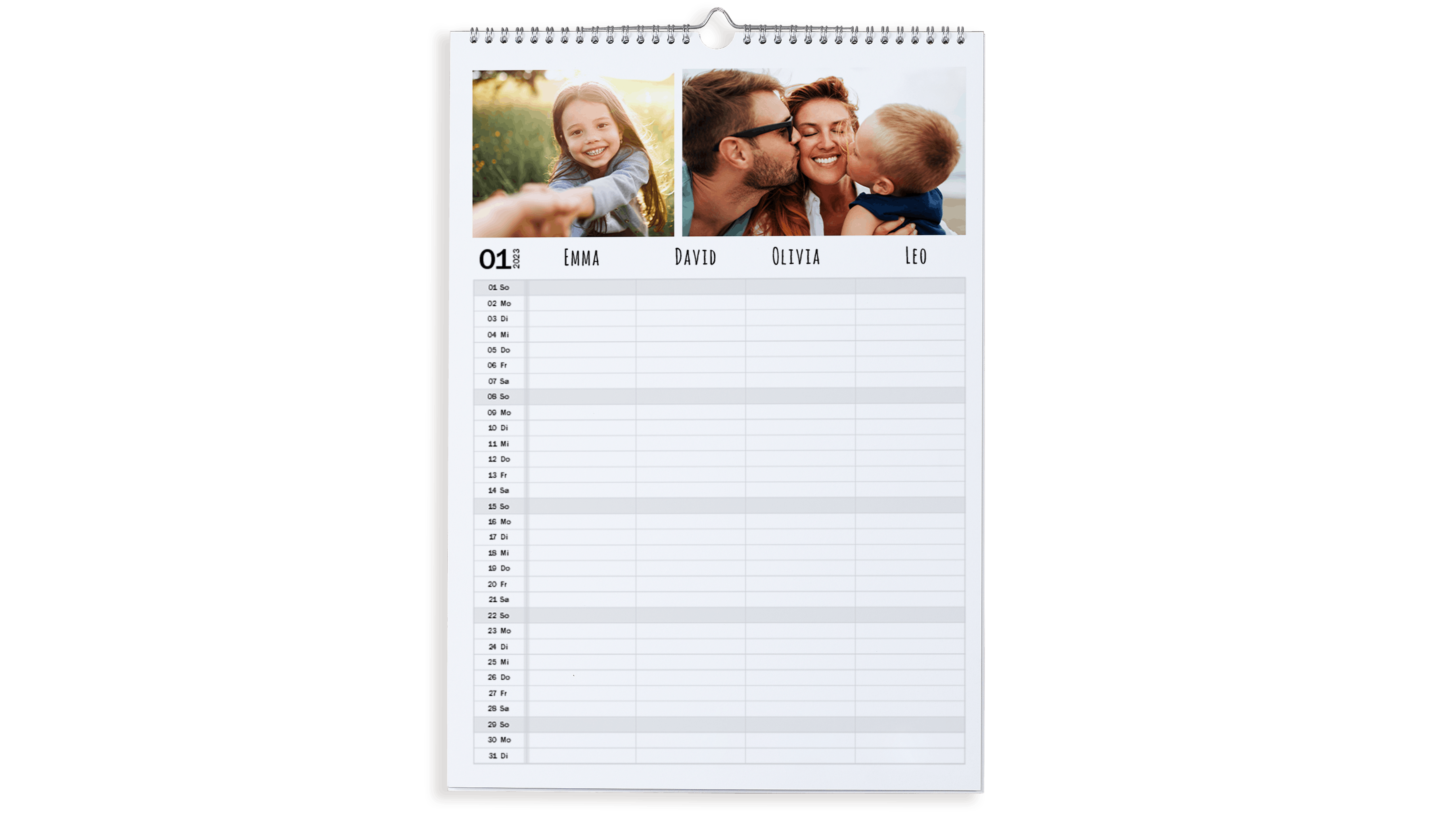 Familienkalender erstellen mit eigenen Fotos