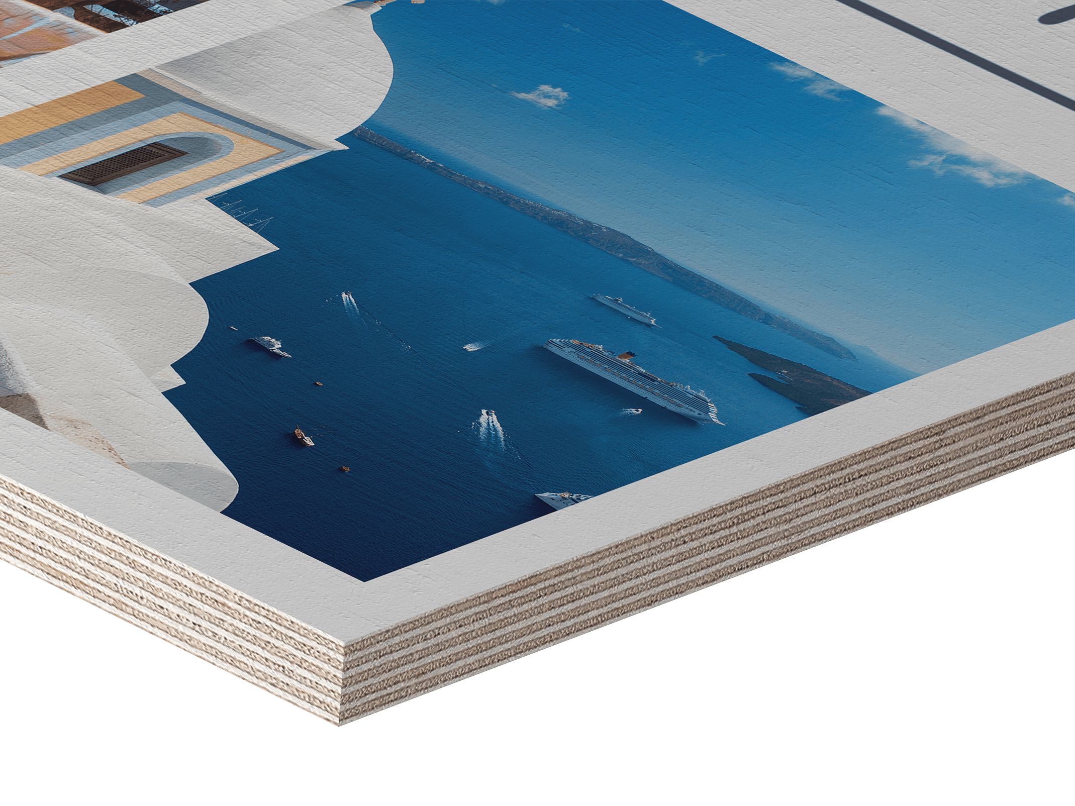 Foto su legno Vista in dettaglio di una foto su legno con immagine primaverile raffigurante mamma e figlia