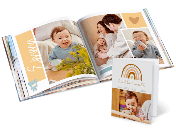 Pixum Fotobuch und Fotogrusskarte zur Geburt