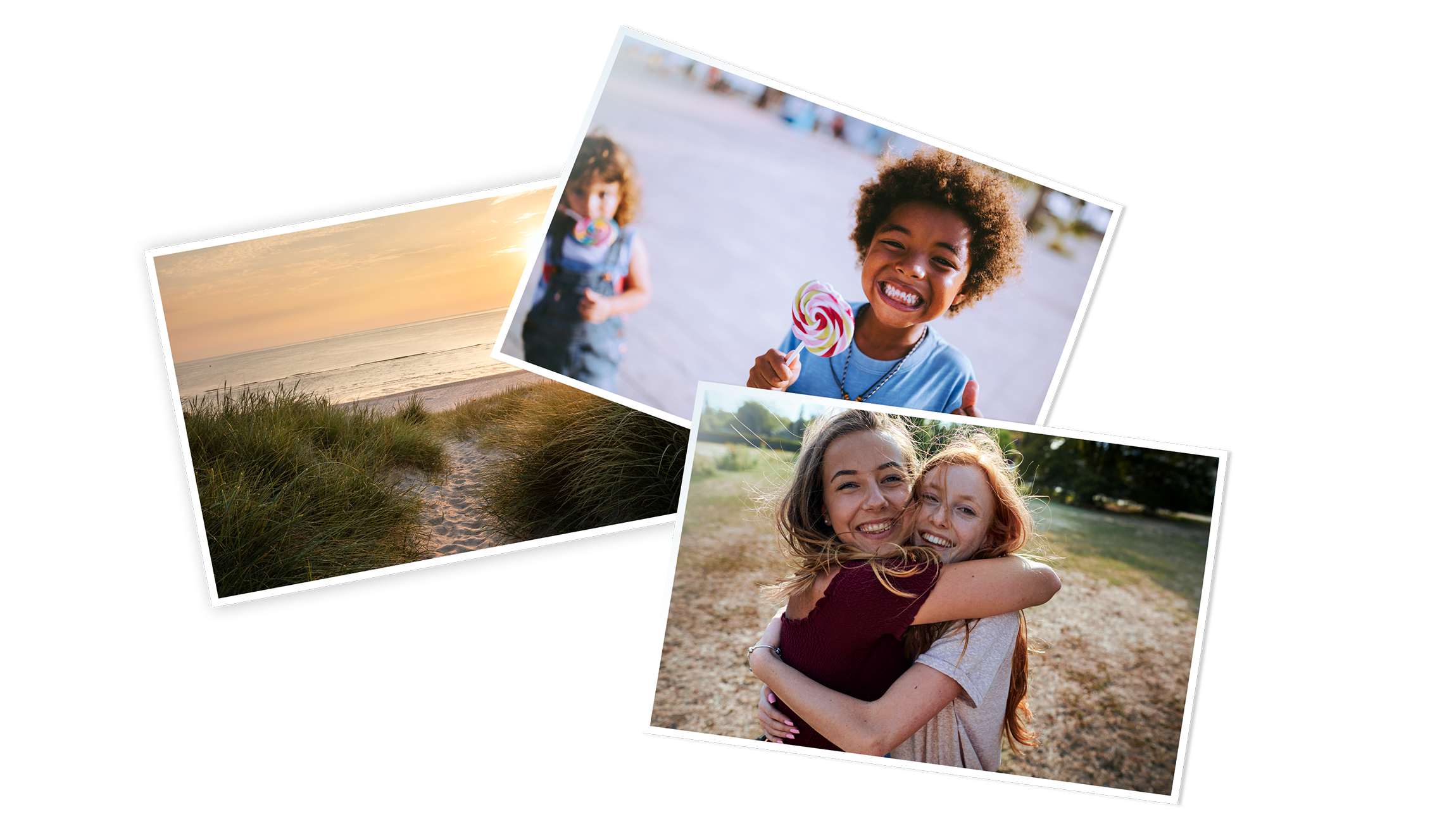 Image détourée de 3 tirages photo dans une ambiance estivale