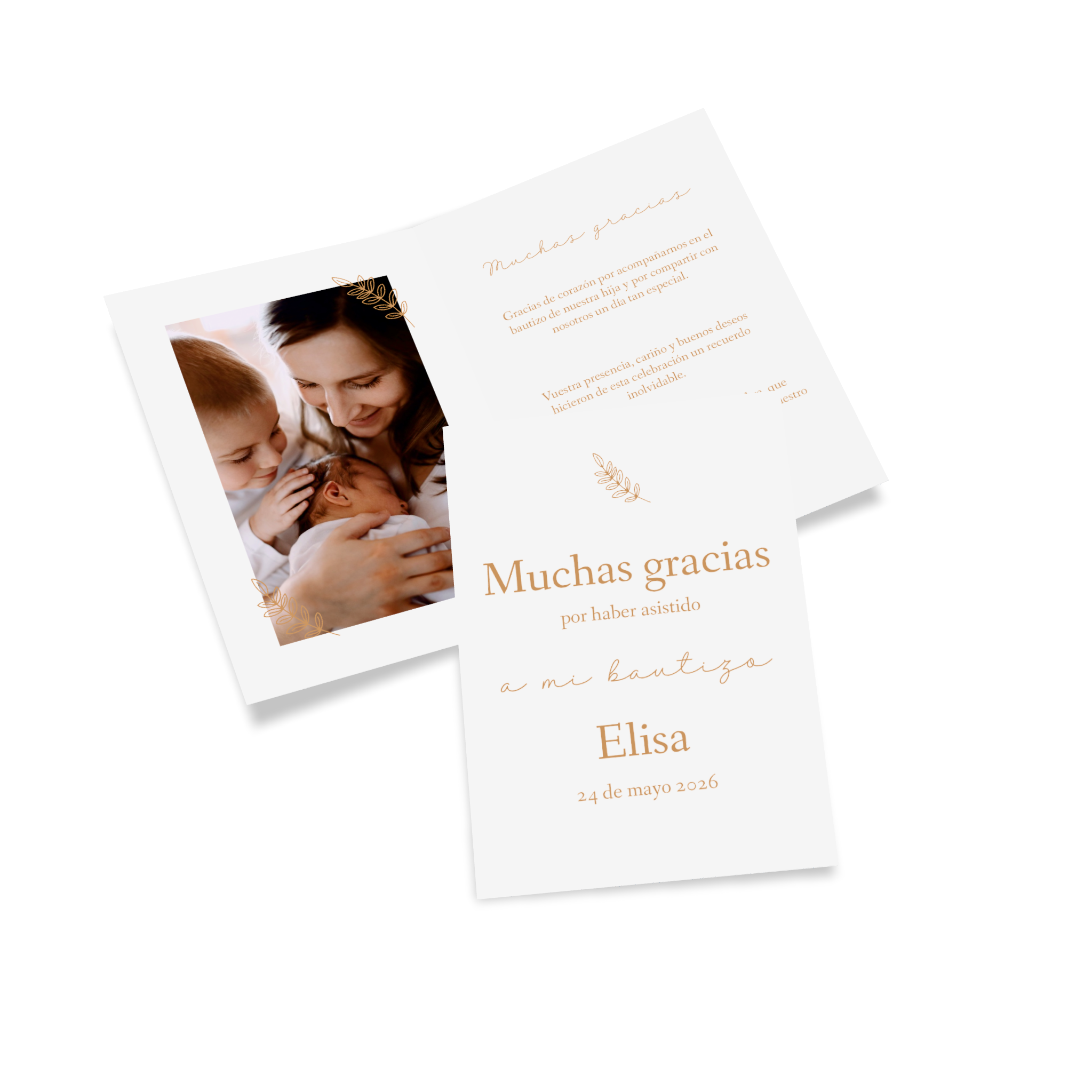 Diseñar una tarjeta plegable personalizada como tarjeta de agradecimiento para bautizo