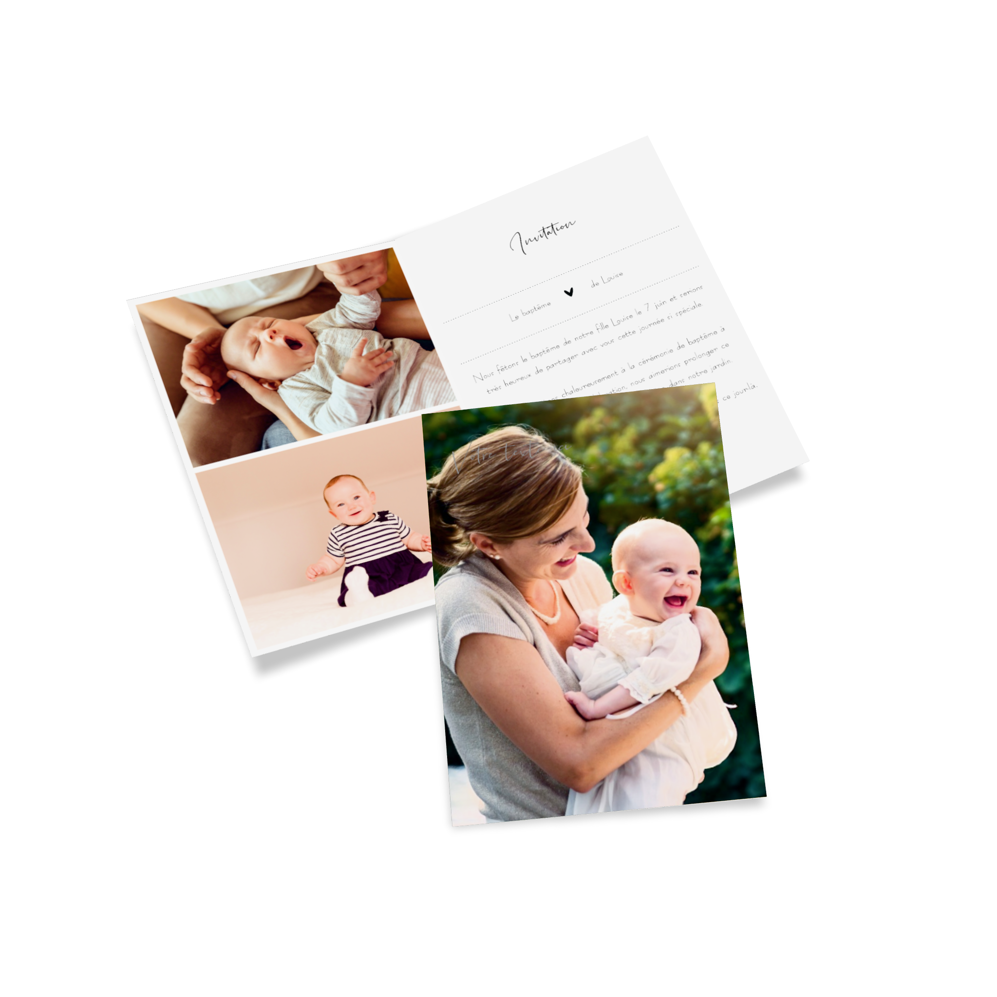 Carte d'invitation de baptême Simply You.
