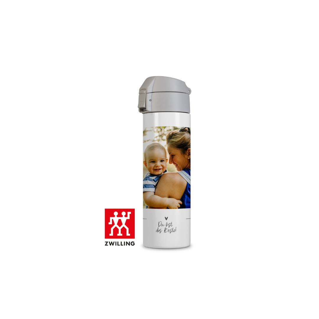 Botella térmica ZWILLING personalizada con la foto de una madre y su hijo