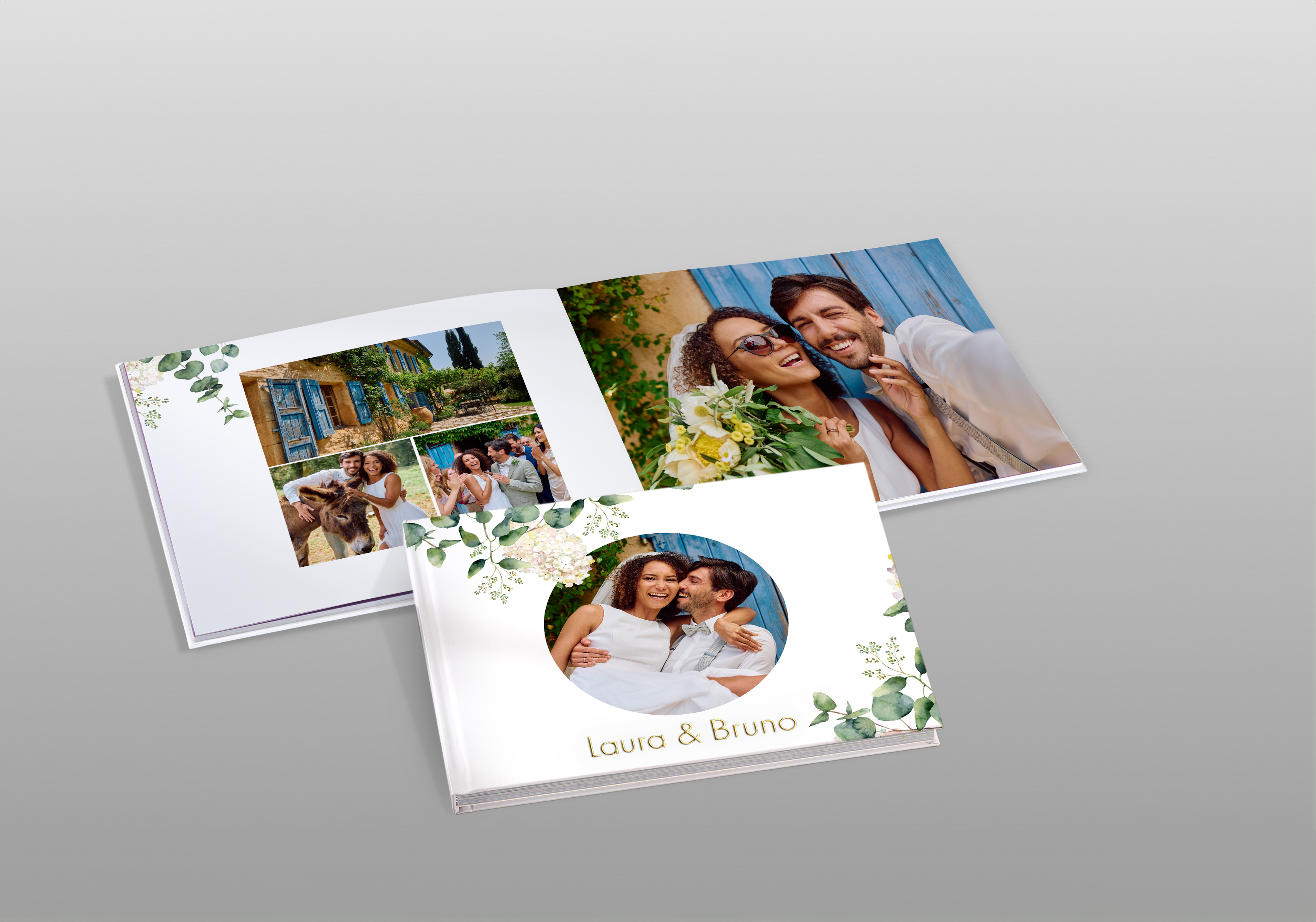 Un livre photo Pixum avec le modèle "Bohemian Wedding" pour créer un livre photo de votre mariage.