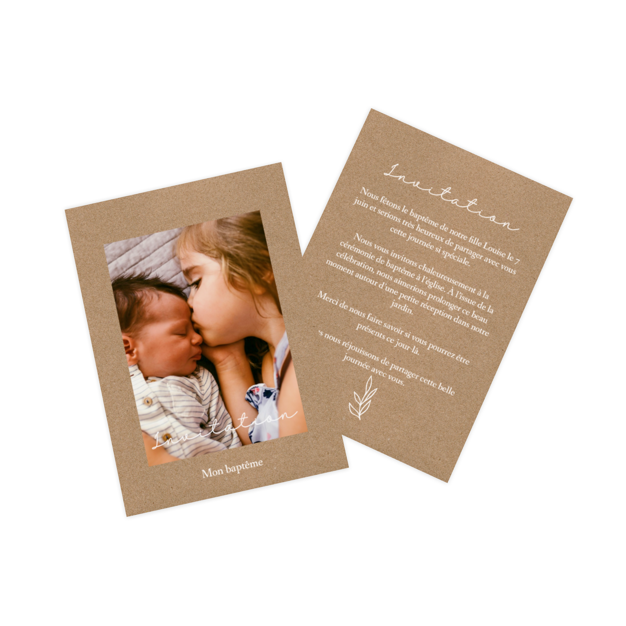 Carte d'invitation de baptême Kraft Paper Greetings.