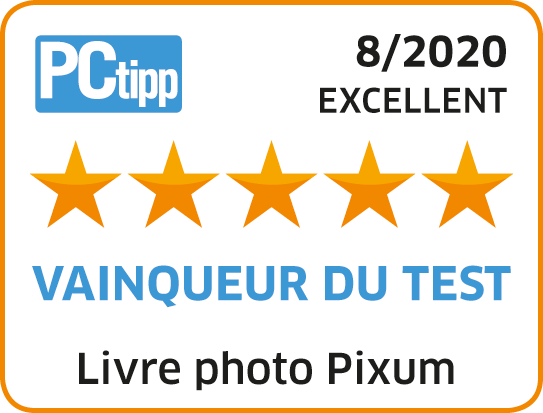 Gagnant du test PC-Tipp (Ã©dition 08/2020) avec 5 Ã©toiles pour Pixum 