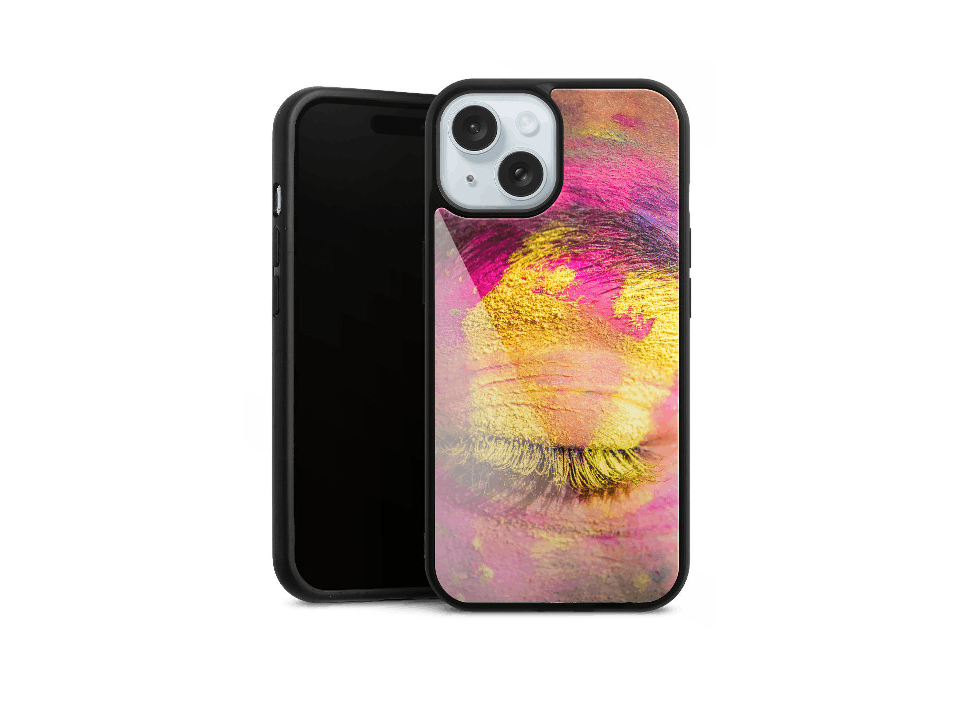 Glas Case Handyhülle eines iPhones mit einem Auge und knalligen Farben