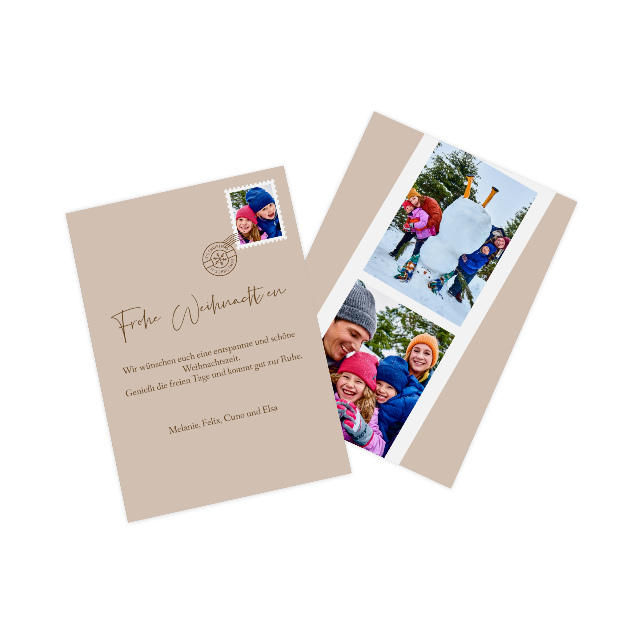 Fotokarte als Weihnachtskarte mit Familienfoto