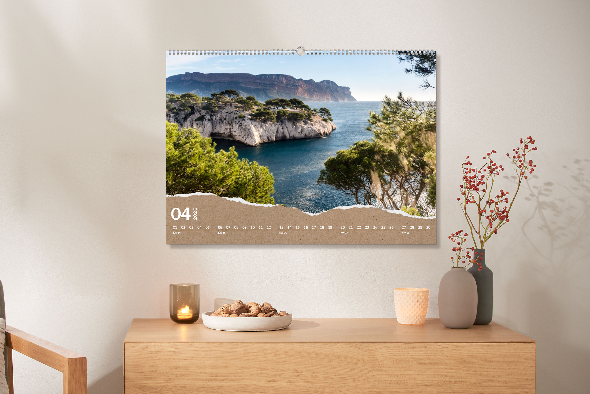 Calendrier XXL en format paysage avec une photo de la nature.