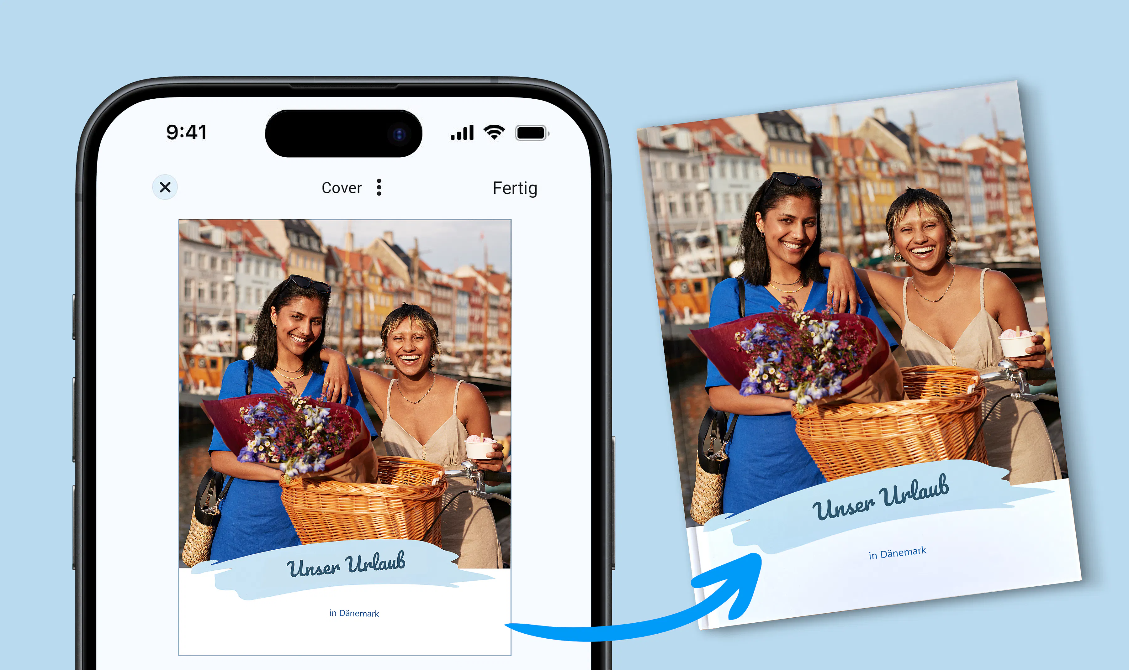 Pixum Fotobuch mit Vorlagen in der App gestalten