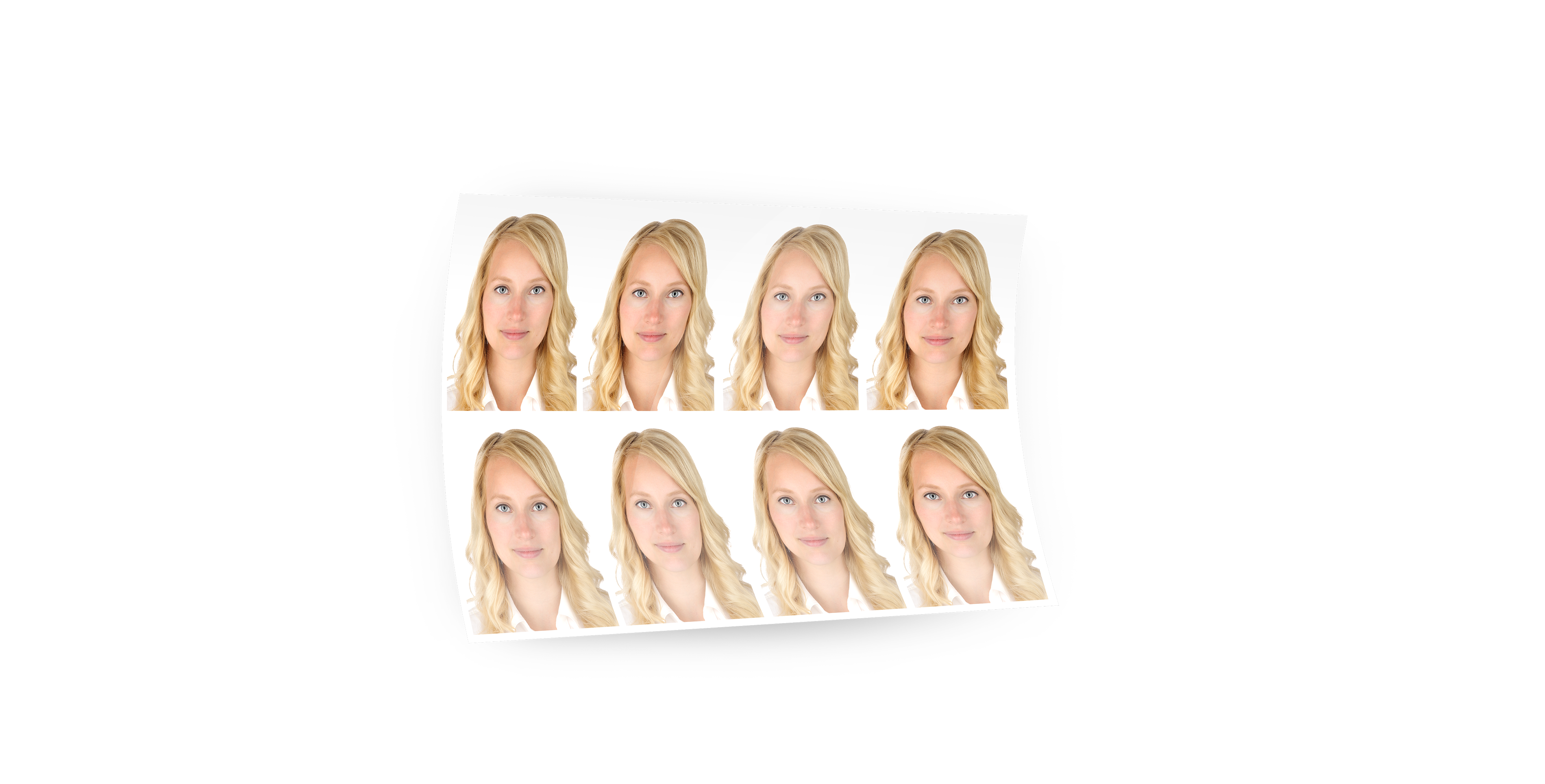 Biometrische pasfoto van een vrouw met blond haar