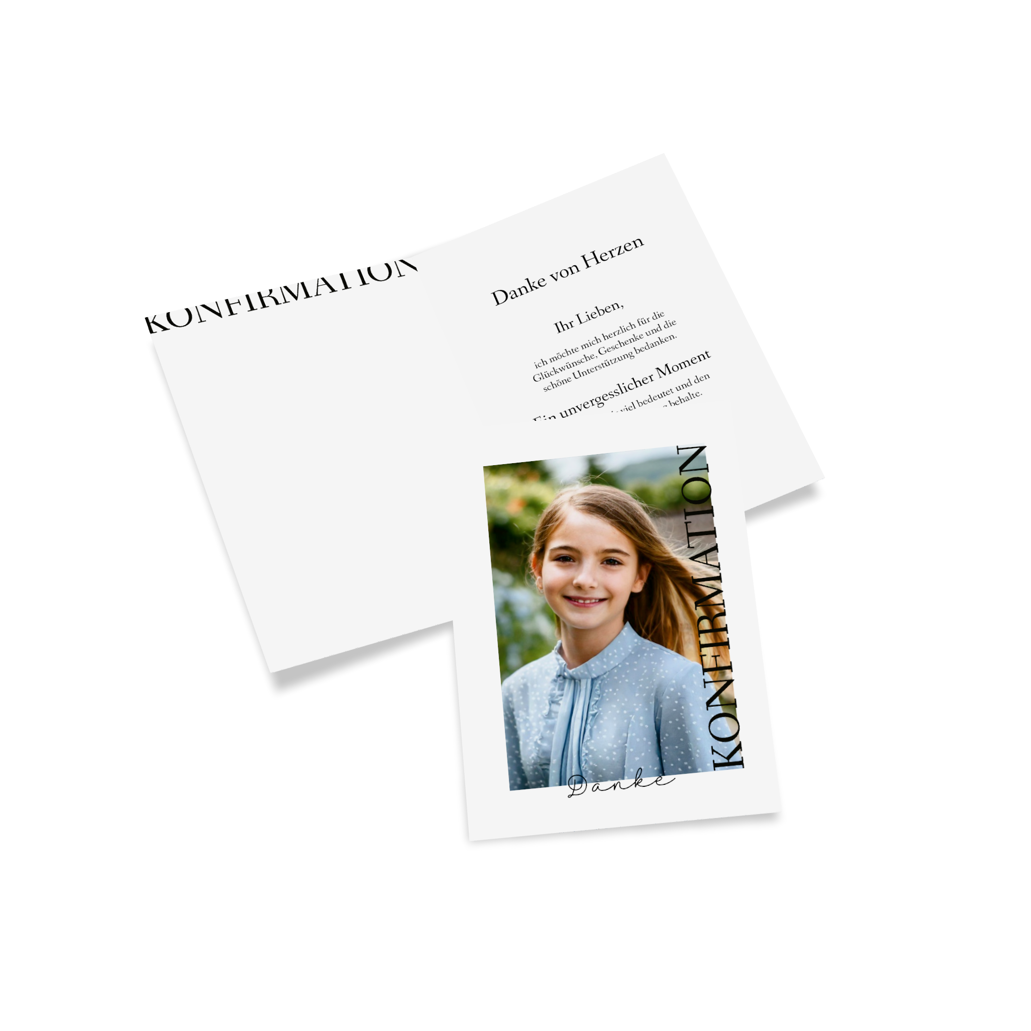 Danksagungskarte zur Konfirmation mit Foto des Konfirmationskindes